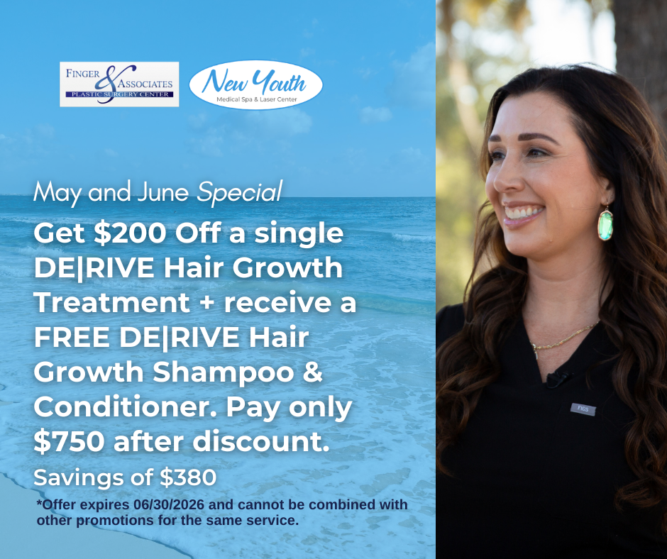 Get $200 Off a single DE_RIVE treatment plus receive a Free DE_RIVE Hair Growth Shampoo & Conditioner. Pay only $750 after discount